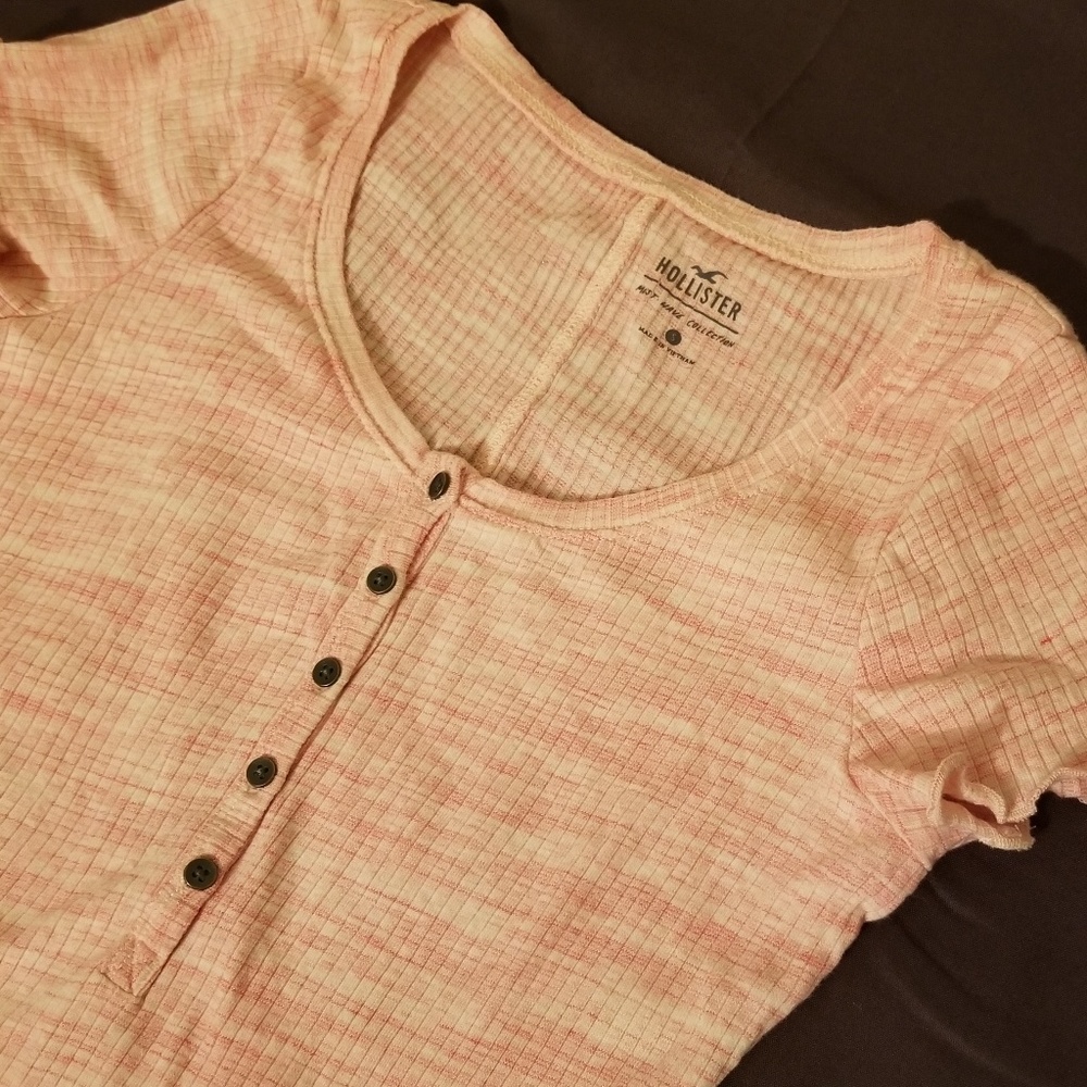 Hollister Must Have Button Down Pink Ruffle Top - Picture 2 of 3